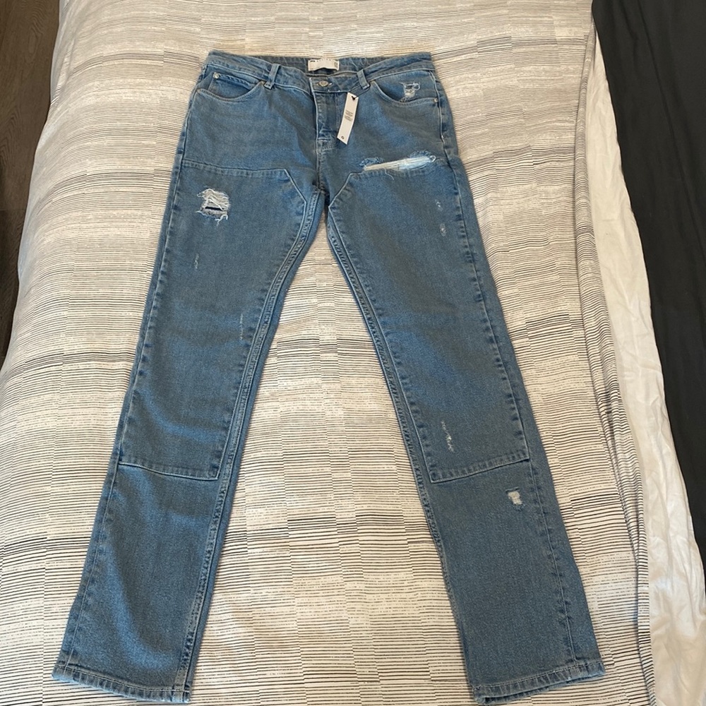 32W ASOS Sew Paneling Light Wash Blue Skinny Jeans